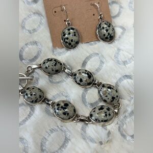 STERLING SILVER DALMATIAN STONE SET
